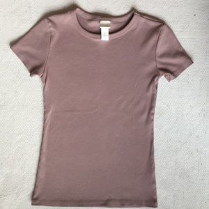 H&M Basics Tee Mauve/Tan Size Small